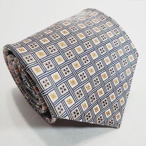 Dicapri Blue Geometric Pattern Men's Silk Neck Tie Jacquard Fabric